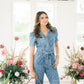 Market Strolls Bandana Denim Jumpsuit - Jumpsuits - Skies Are Blue