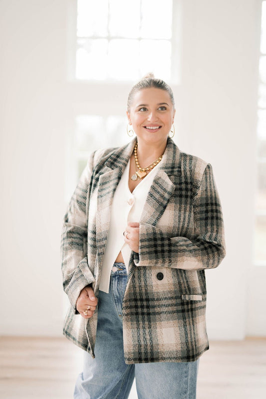 Meeting Day Wool Plaid Blazer - Outerwear - Blazers - Blu Pepper