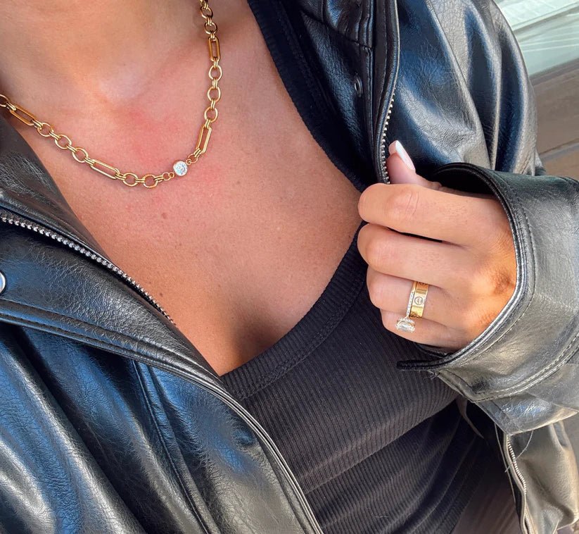 Melissa Gold Links Rhinestone Necklace - Jewelry - Necklaces - Chansutt Pearls