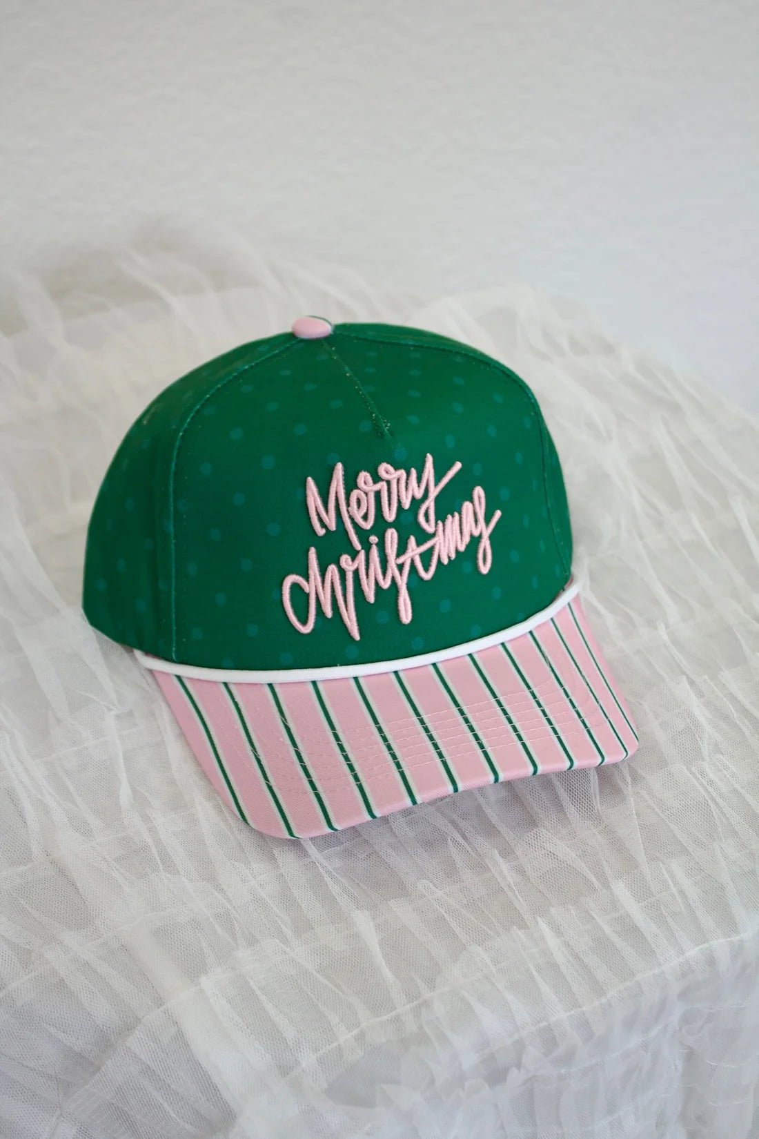 Merry Christmas Striped Pink Canvas Trucker Hat - Accessories - Hats - Summer Tees