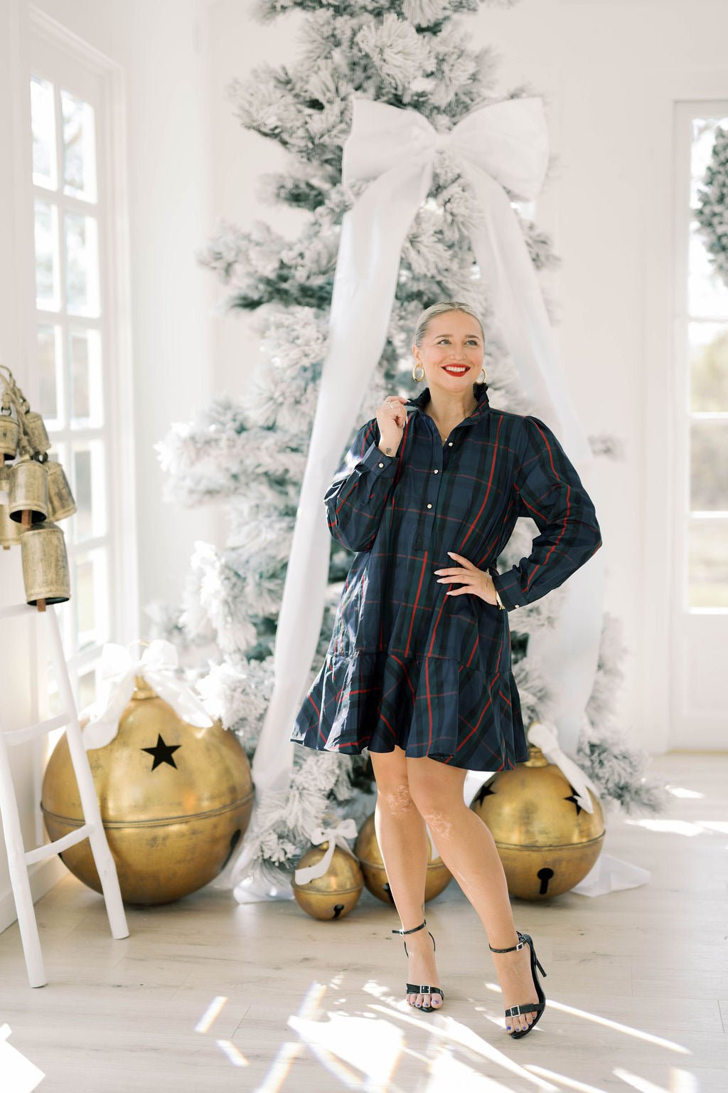 Merry Plaid Collared Mini Dress - Dresses - Heyson