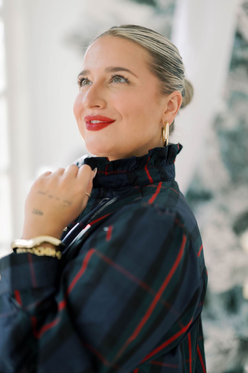 Merry Plaid Collared Mini Dress - Dresses - Heyson