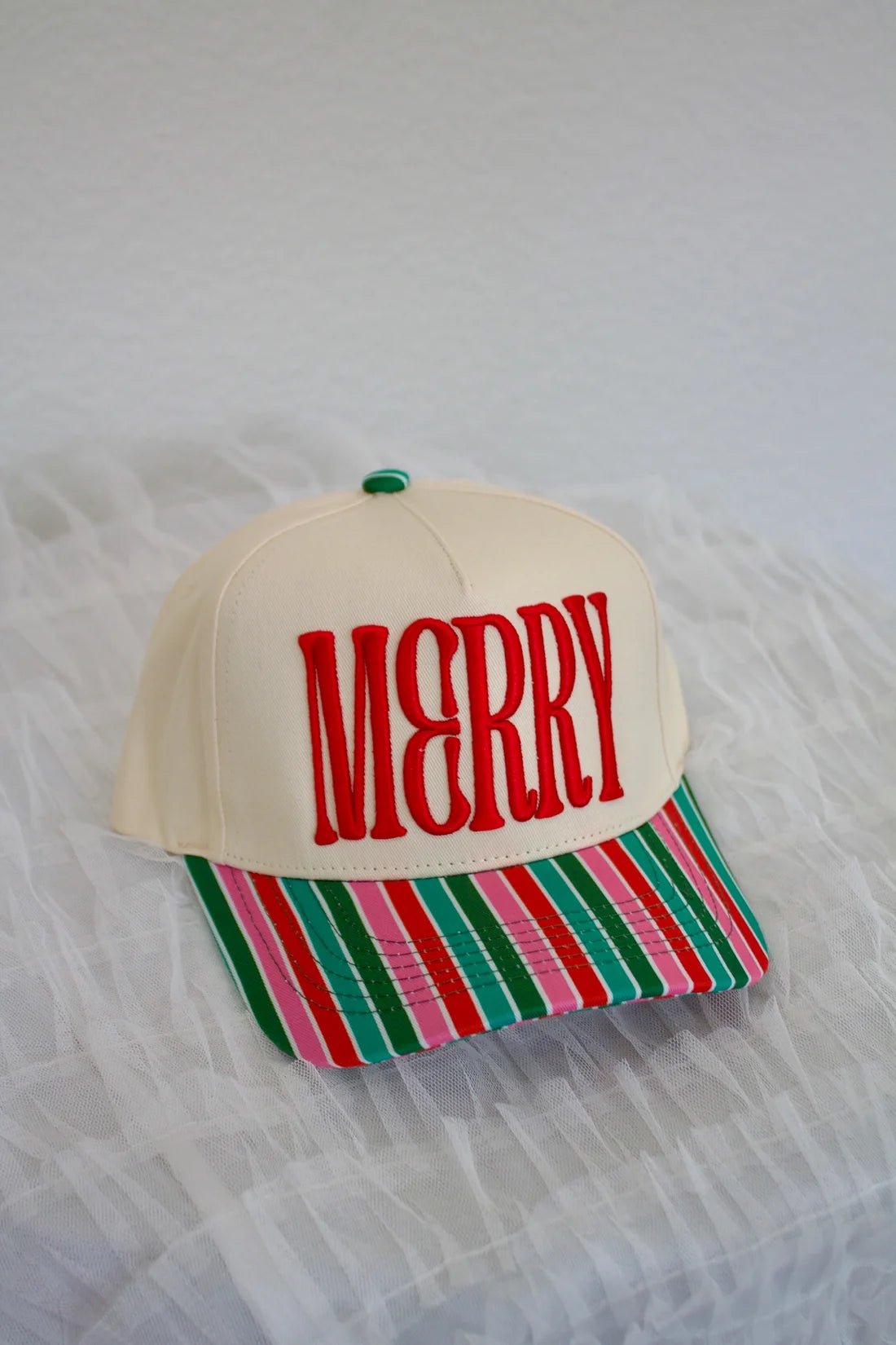 Merry Striped Canvas Trucker Hat - Accessories - Hats - Summer Tees