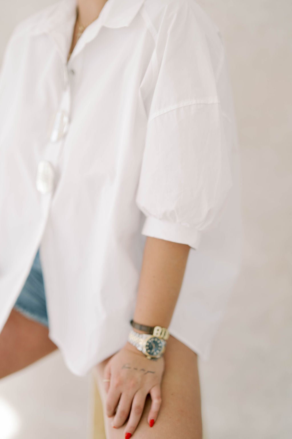 Message Me Oversized Button Down Top - Tops - Blouses - Q2