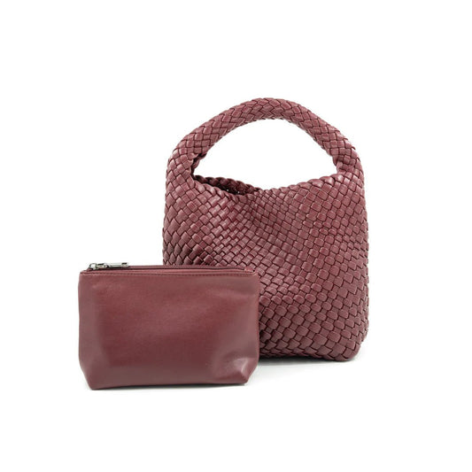 Mini Burgundy Woven Hobo Tote Bag - Accessories - Purses & Handbags - BC Bags