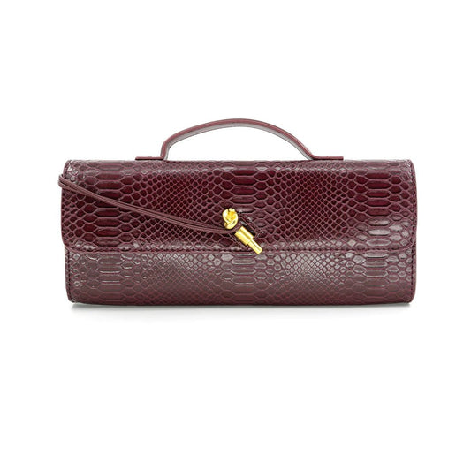 Mini Snake Print Burgundy Crossbody/Clutch - Accessories - Purses & Handbags - BC Bags
