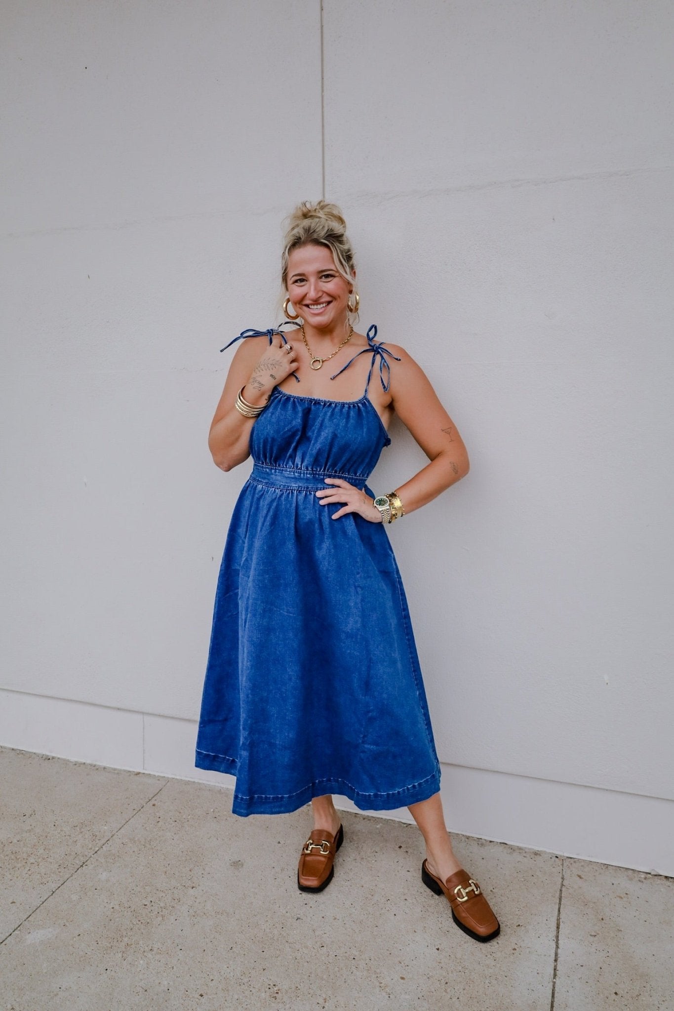 Miss Me Denim Midi Dress - Dresses - Illa Illa