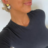 Mixed Metal Heart Earrings - Jewelry - Earrings - Chansutt Pearls