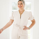 My Pleasure Cream Denim Jumpsuit - Jumpsuits - She & Sky