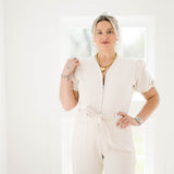 My Pleasure Cream Denim Jumpsuit - Jumpsuits - She & Sky