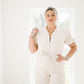 My Pleasure Cream Denim Jumpsuit - Jumpsuits - She & Sky