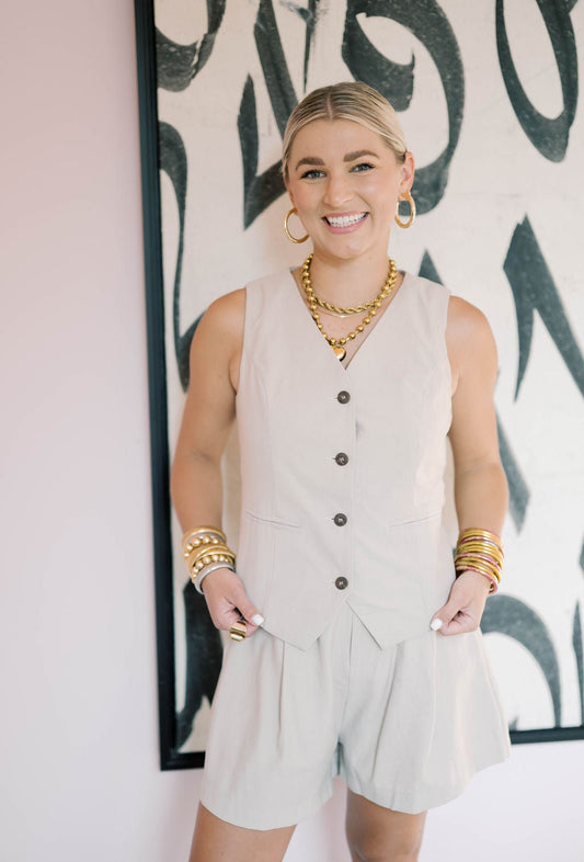 Nantucket Button Vest Top - Tops - Tanks - She & Sky