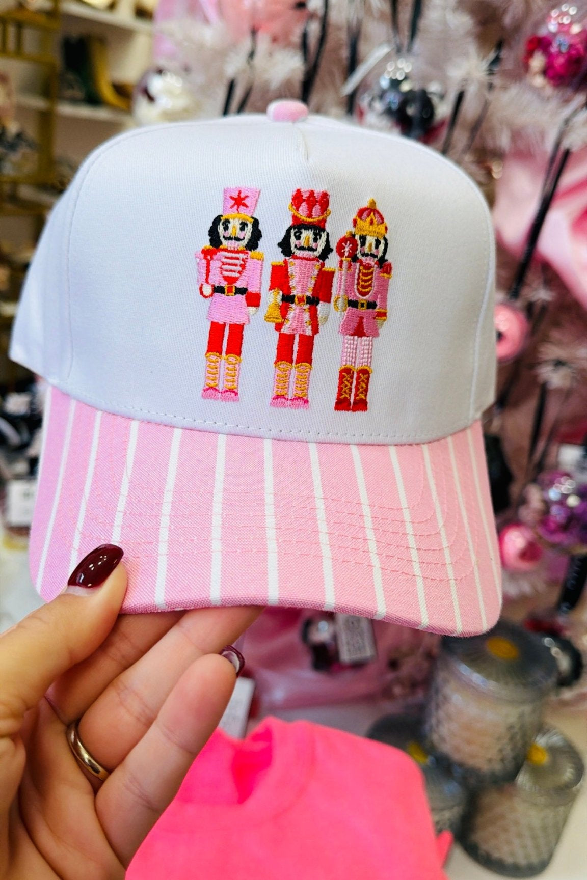 Nutcracker Pink Pin Stripe Canvas Trucker Hat - Accessories - Hats - Summer Tees