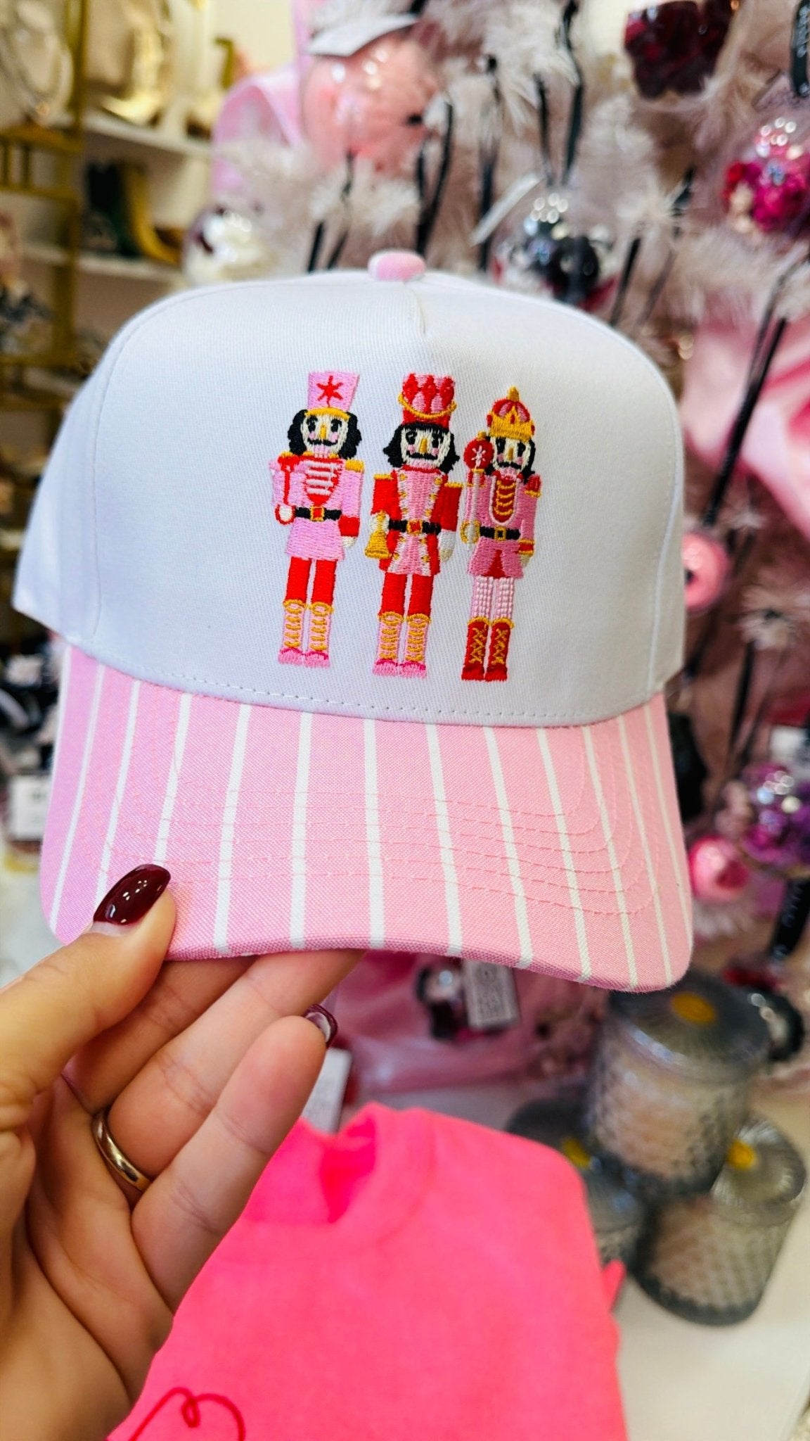 Nutcracker Pink Pin Stripe Canvas Trucker Hat - Accessories - Hats - Summer Tees