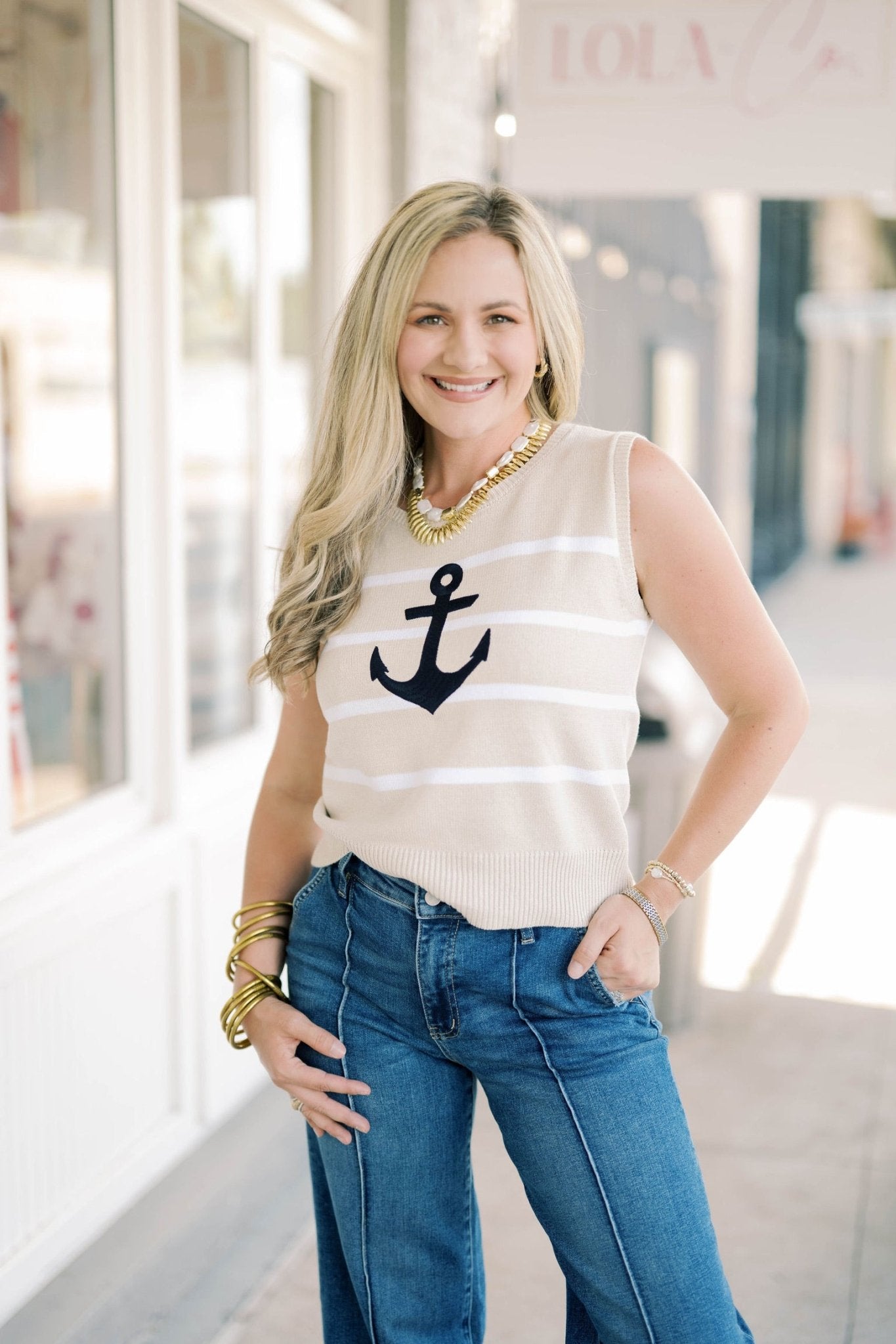 Oasis Escape Anchor Sweater Top - Tops - Tanks - Able