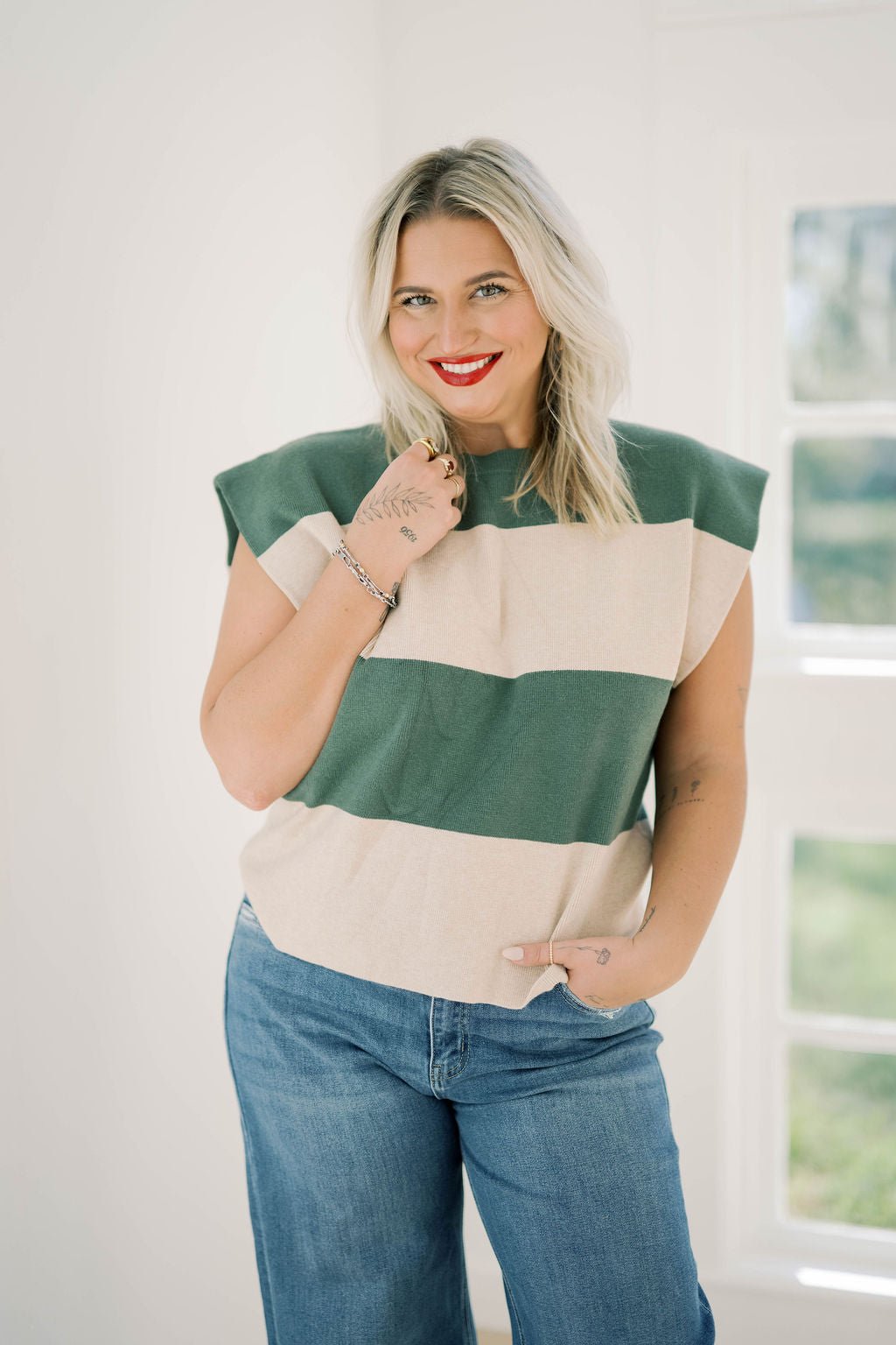 Olive You Cropped Sweater Muscle Tank Top - Tops - Sweaters - She & Sky