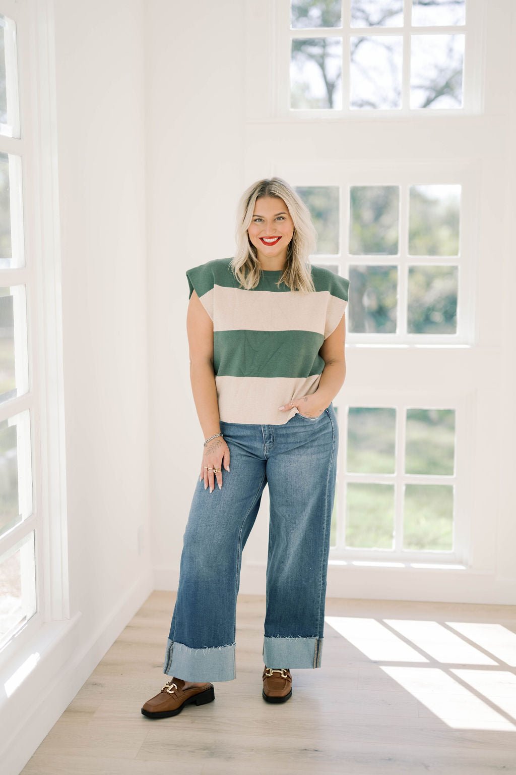 Olive You Cropped Sweater Muscle Tank Top - Tops - Sweaters - She & Sky