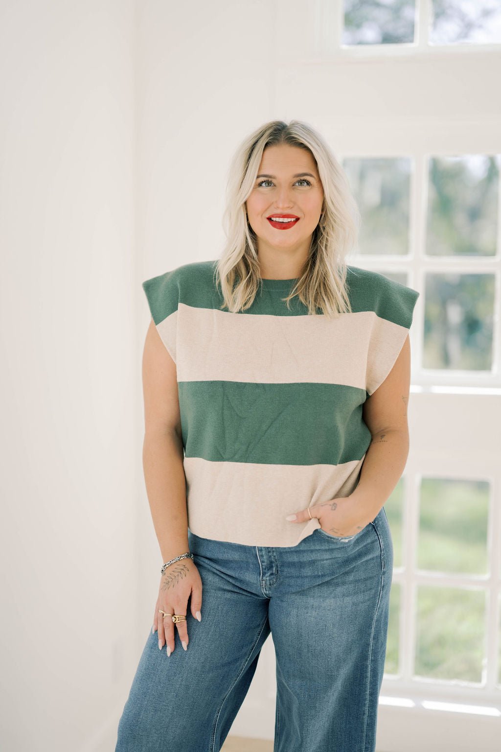 Olive You Cropped Sweater Muscle Tank Top - Tops - Sweaters - She & Sky