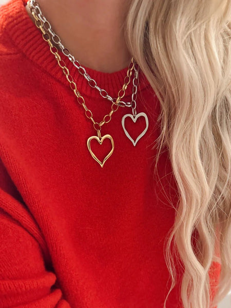 Open Heart Chain Necklace - Lola & Co. Boutique
