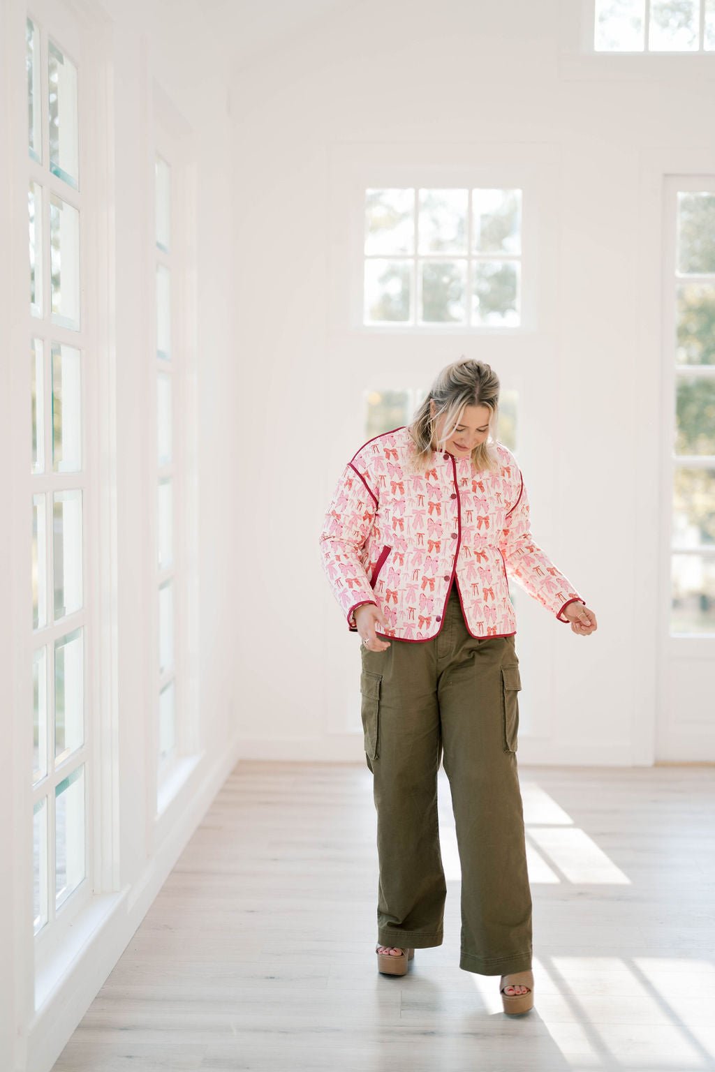 Party Time Quilted Pink Bow Jacket - Outerwear - Jackets - Entro