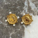 Pearl Gold Coin Earrings - Jewelry - Earrings - Chansutt Pearls