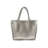 Pewter Woven Large Tote Handbag - Bags - Totes - BC Bags