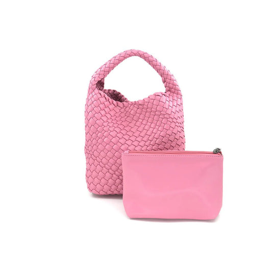 Pink Woven Leather Mini Tote - Accessories - Purses & Handbags - BC Bags
