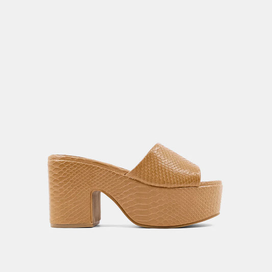 Our GIZA platform sandals feature a soft faux snakeskin leather upper and are set atop comfortable platform heels. Perfect with flowy dresses on long summer days (and nights!).