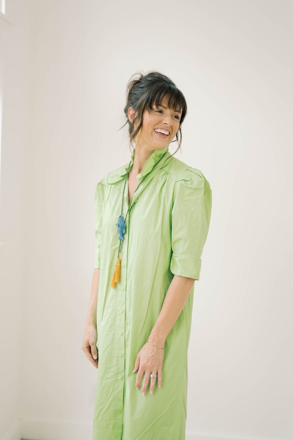 Pop of Color Midi Shirt Dress - Dresses - Adrienne