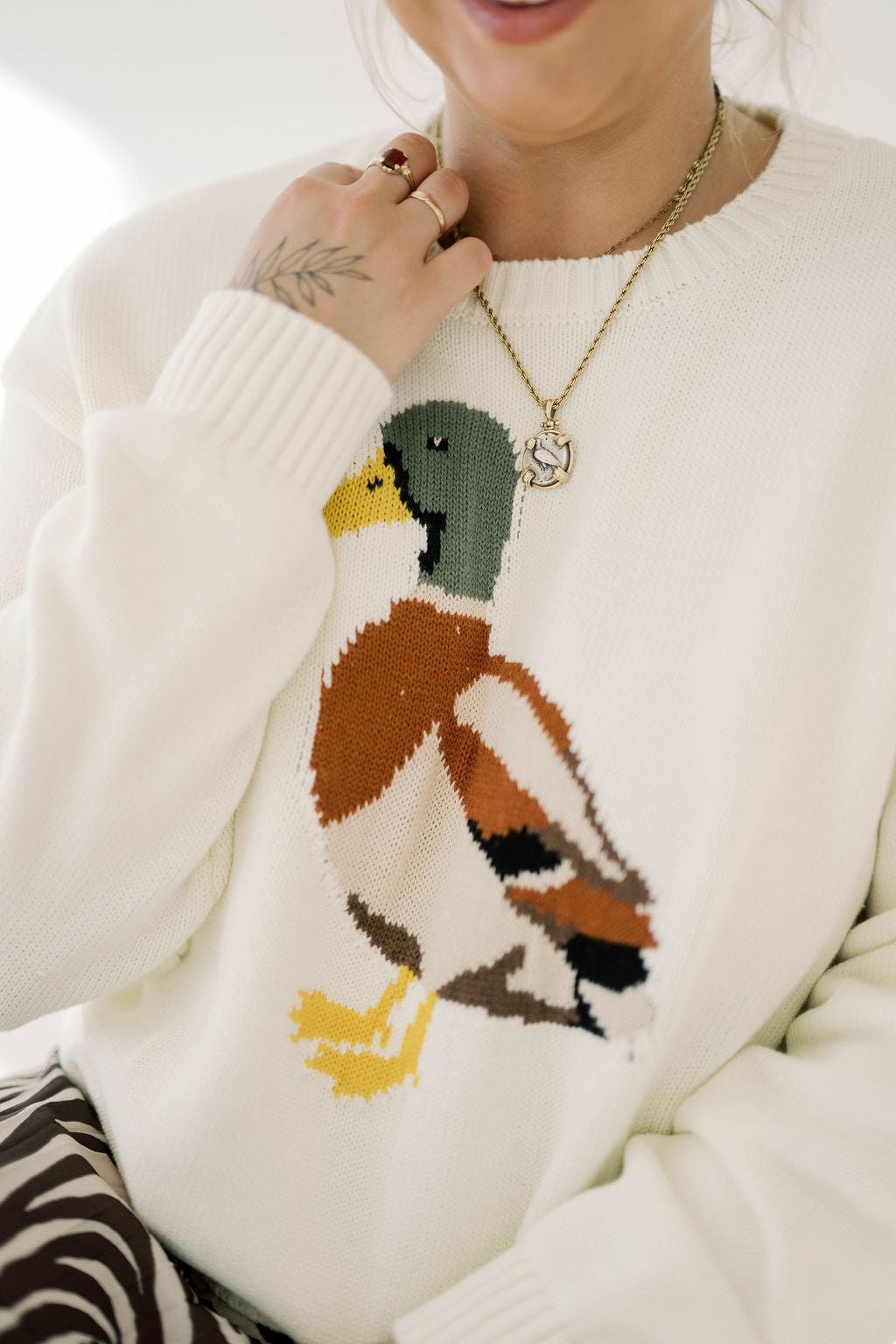 Quack Embroidered Sweater - Tops - Sweaters - Wishlist
