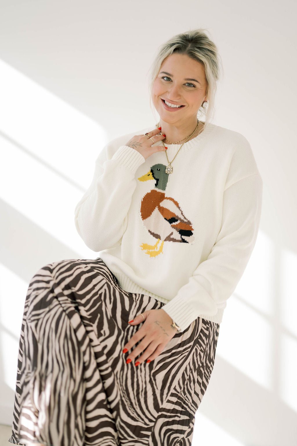 Quack Embroidered Sweater - Tops - Sweaters - Wishlist