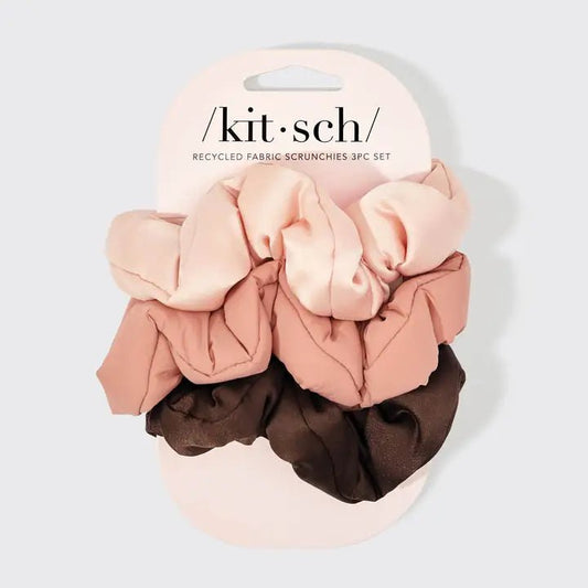 Recycled Fabric Cloud Scrunchies 3pc Set - Rosewood - Accessories - Hair - Kitsch