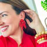 Hayley Beaded Red Bow Earrings