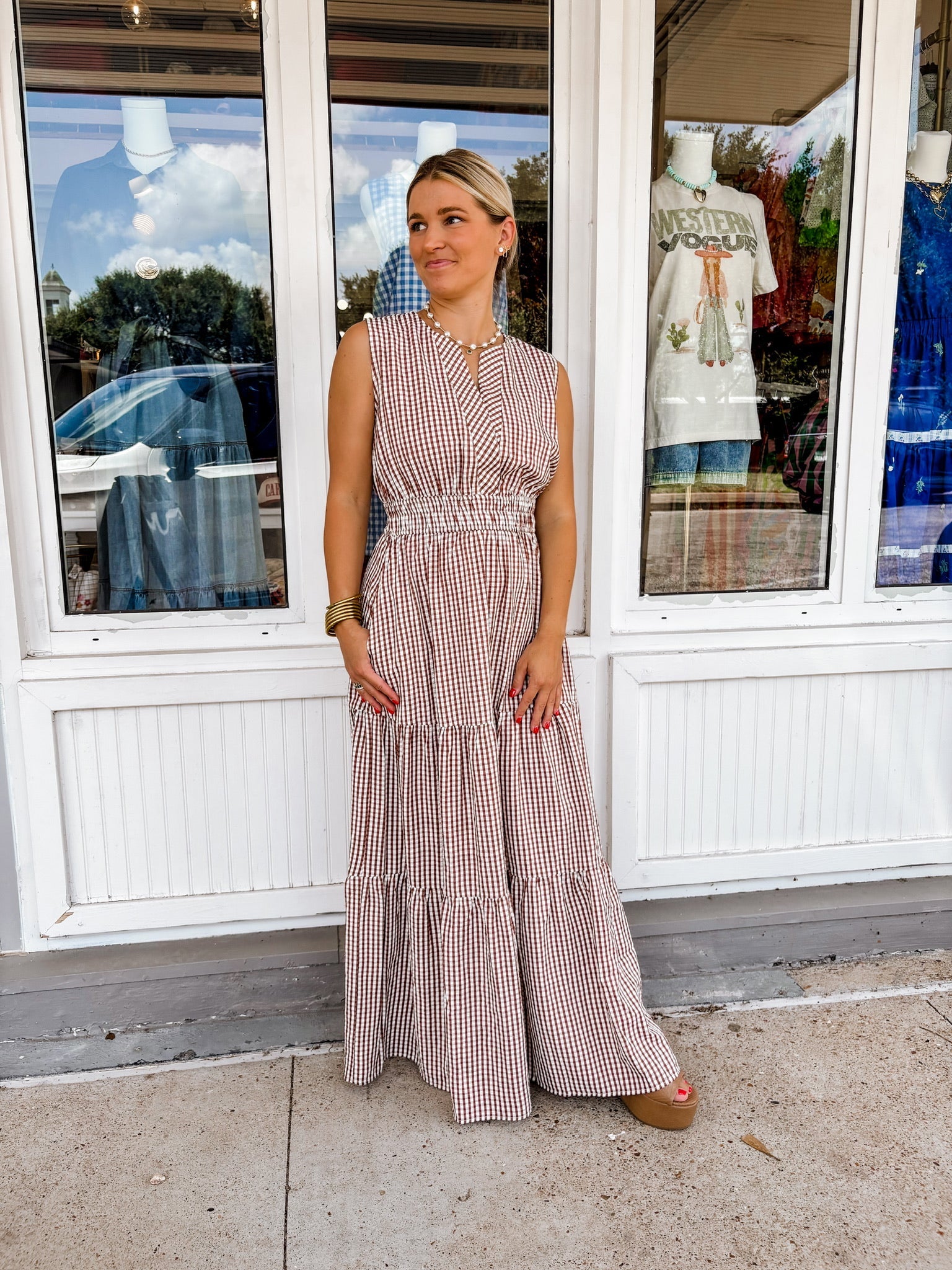 Relax and Repeat Gingham Maxi Dress - Dresses - She & Sky