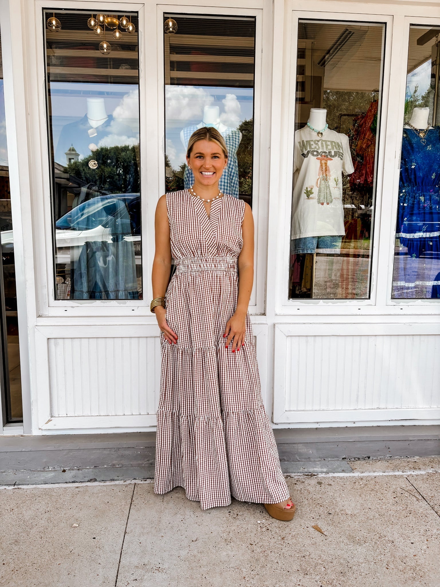Relax and Repeat Gingham Maxi Dress - Dresses - She & Sky