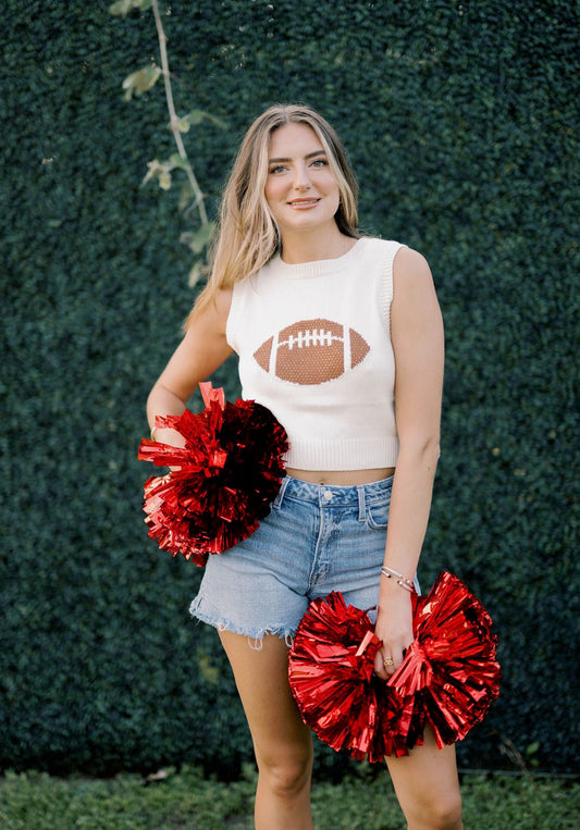 Rhinestone Football Game Day Ready Tank - Tops - Tanks - Needii