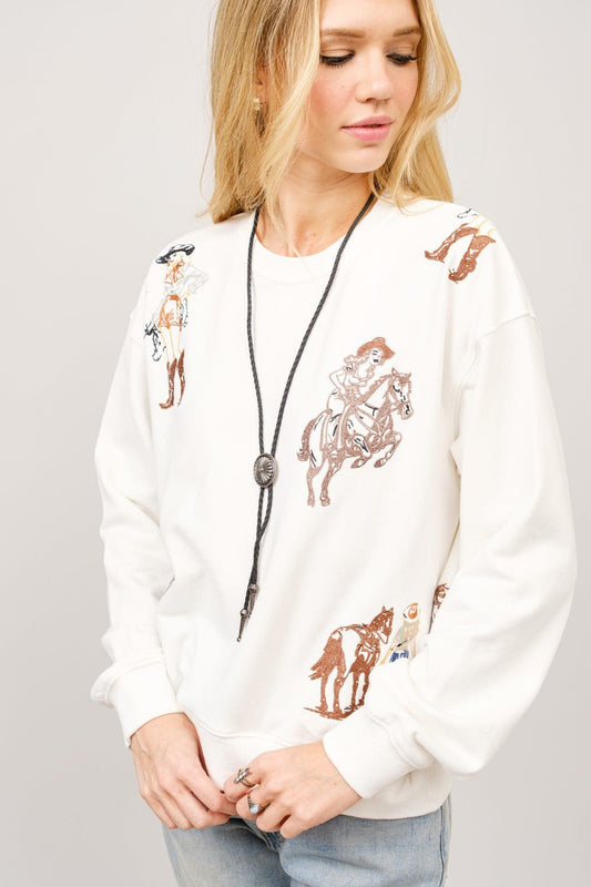 Rodeo Ready Graphic Sweatshirt - Tops - Sweatshirts - Blue B