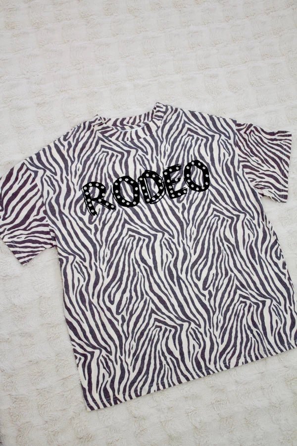 Rodeo Time Rhinestone Zebra Tee - Tops - Tees - Summer Tees