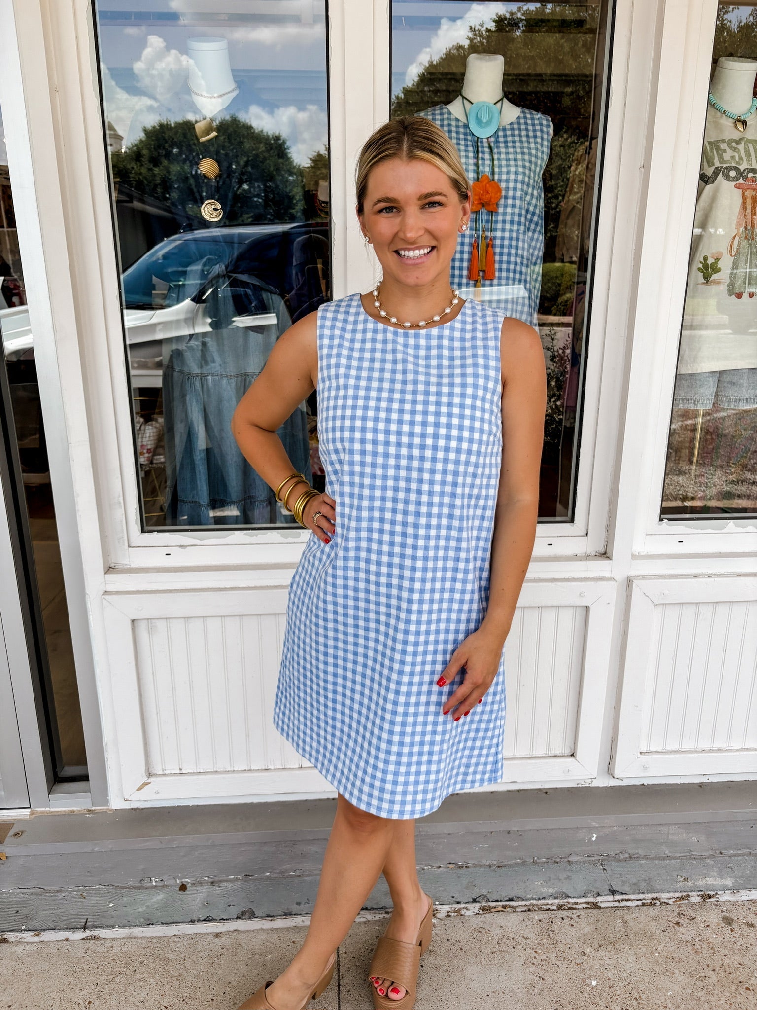 Sails Away Gingham Tank Dress - Dresses - She & Sky