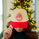 Santa Embroidered Canvas Trucker Hat - Accessories - Hats - Summer Tees