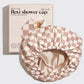 Satin Lined Flexi Shower Cap - Terracotta Checker - Accessories - Hair - Kitsch