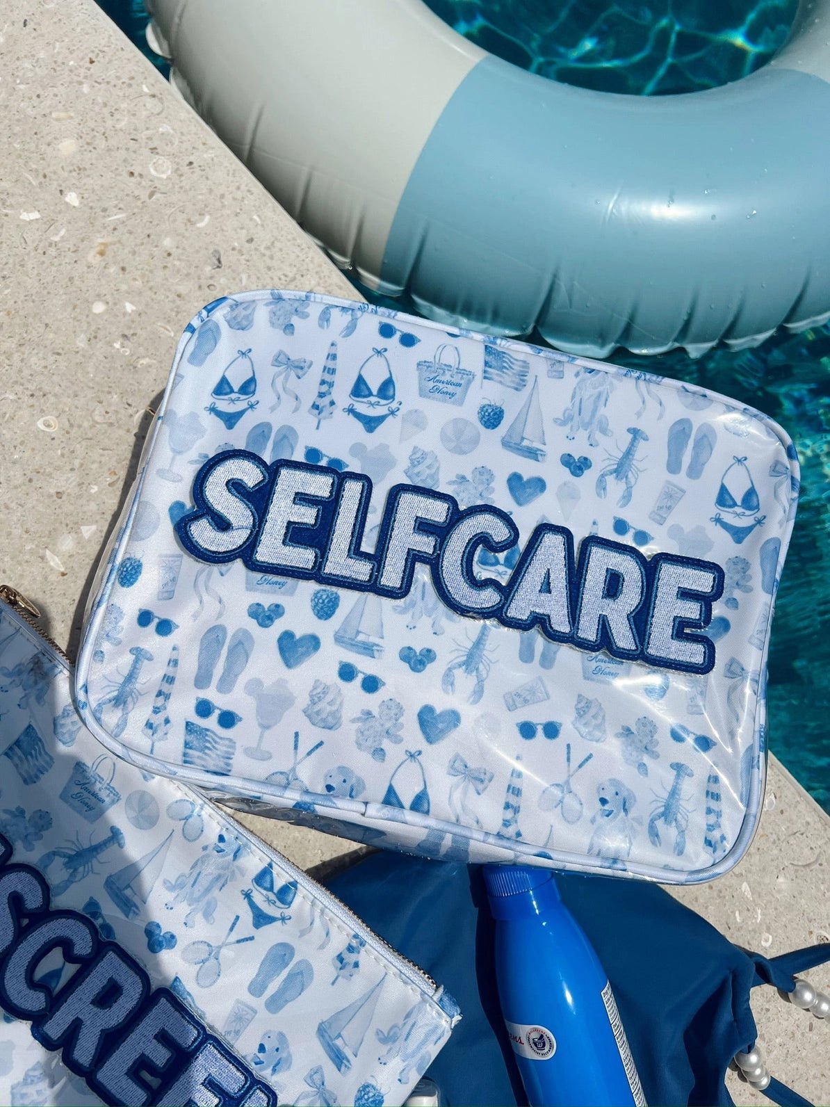Selfcare Blue Americana Clear Coat XL Bag - Bags - Travel - Kenz Kustomz