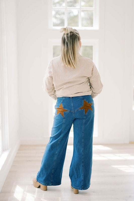 Shine Bright Star Pocket Jeans - Bottoms - Pants - Needii