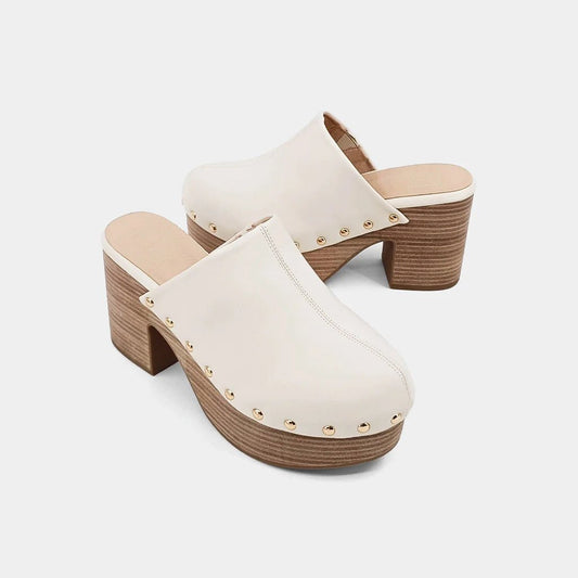 ShuShop Cream Gigi Heeled Clog - Shoes - Heels - ShuShop