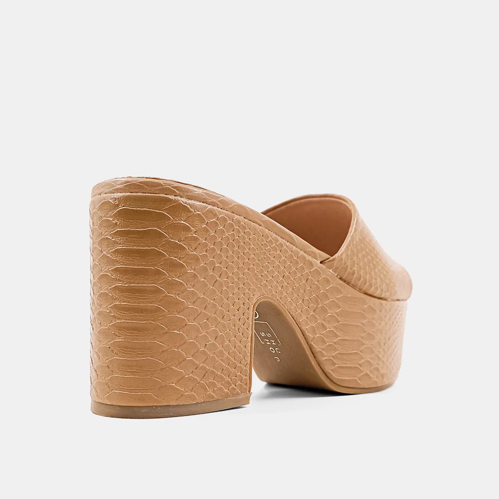 ShuShop Tan Snake Giza Platform Sandal - Shoes - Heels - ShuShop