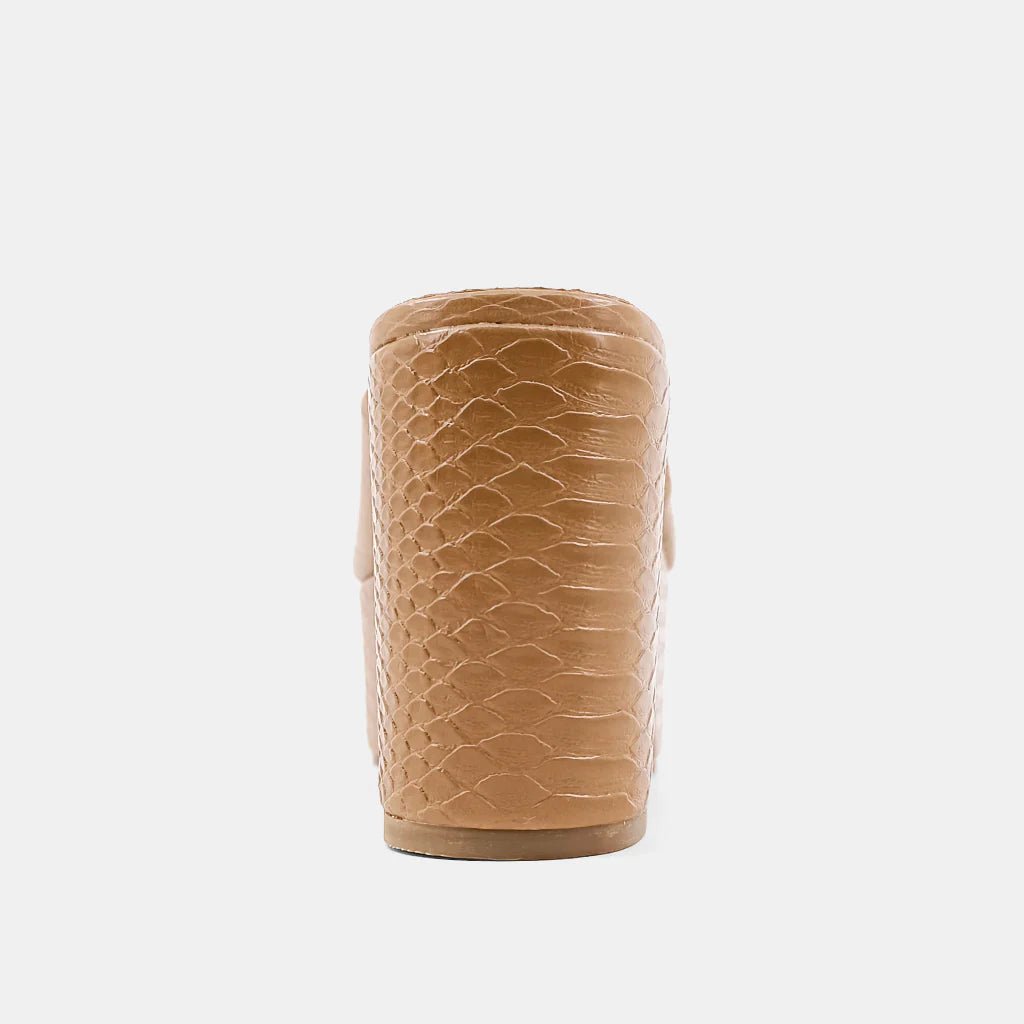 ShuShop Tan Snake Giza Platform Sandal - Shoes - Heels - ShuShop