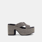 ShuShop Black/White Imelda Slip - On Wedge Heel - Shoes - Heels - ShuShop