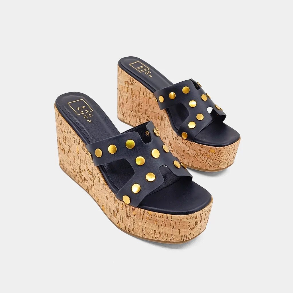 ShuShop Black Jordana Wedge Heel - Shoes - Heels - ShuShop
