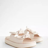 ShuShop Cream Kiki Bow Platform Sandal - Shoes - Sandals - ShuShop