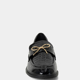 ShuShop Toulouse Black Croc Loafer - Shoes - Flats - ShuShop